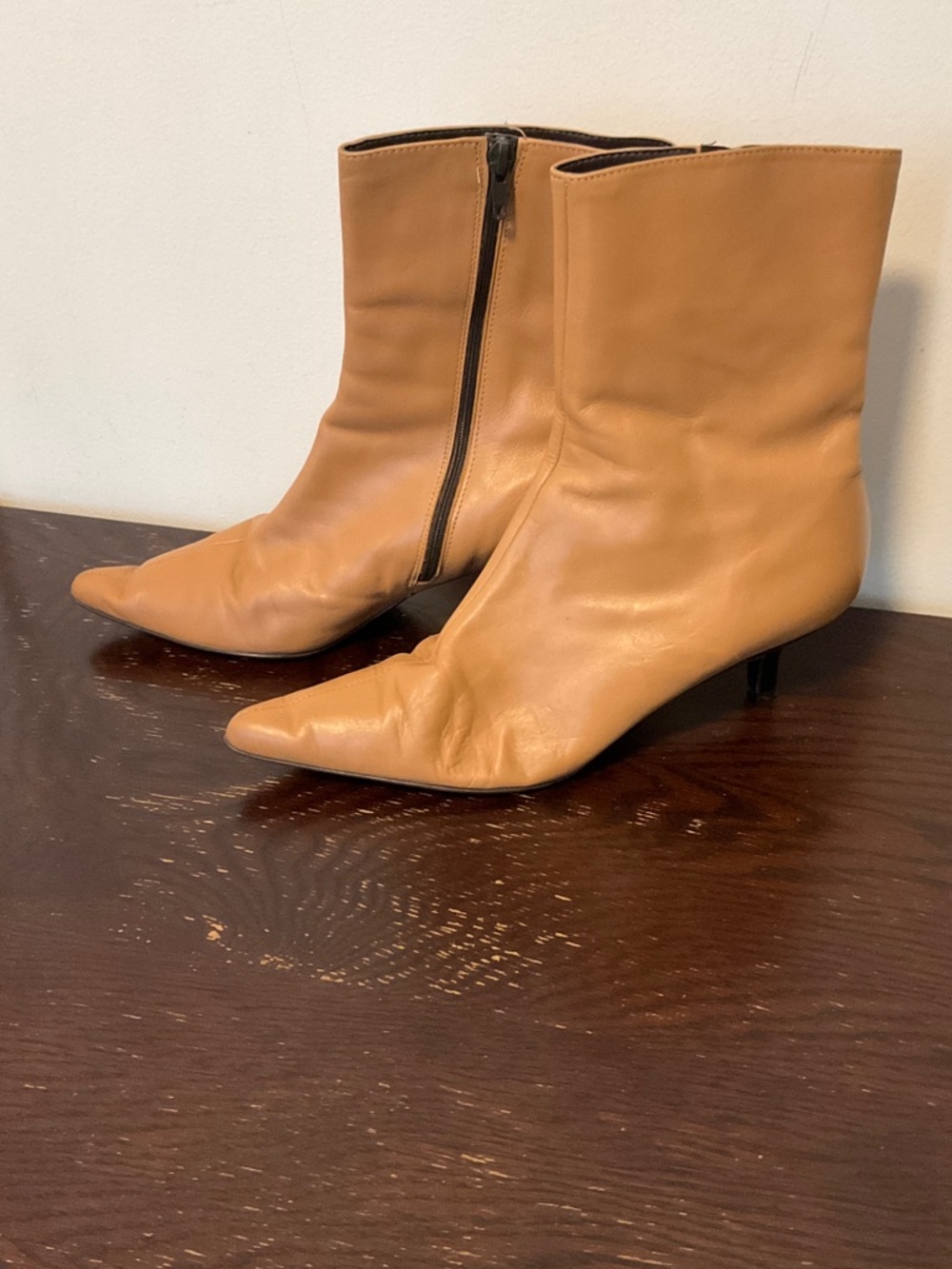 Roland Cartier Tan Pointed Toe Ankle Booties